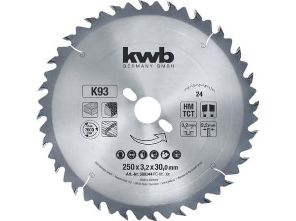 kwb 593544, Mjuka träslag, Spånskiva, Hårt träslag, 35 cm, 3 cm, 2,5 mm, 3,5 mm, 1 styck