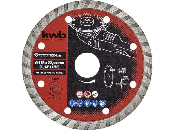 kwb 797140, Klippskiva, 2,2 cm, 11,5 cm, 2,1 mm, 7 mm, Röd