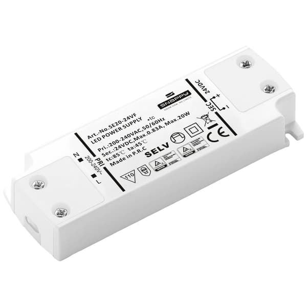 Dehner Elektronik SE 20-24VF (24VDC) LED transformator, LED driver Konstantspänning 20 W 0.833 A 24 V/DC möbelregistrer