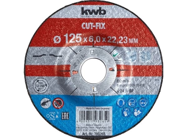 kwb CUT-FIX, Slipeskive, Metall, 2,2 cm, 12,5 cm, 6 mm, 80 m/s