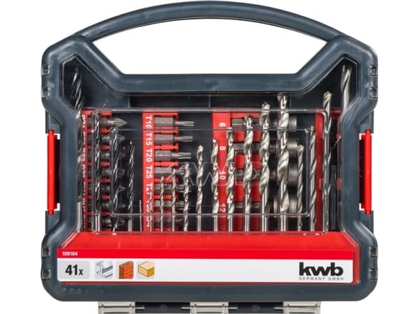 kwb 109104, 41 kpl, Phillips, Pozidriv, Torx, PH 1,PH 2,PH 3, PZ 1,PZ 2,PZ 3, T10,T15,T20,T25,T27,T30, Terästä