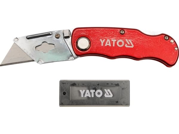 Yato veitsi, jossa 33x61mm puolisuunnikkaan muotoinen terä + 5 varaterää YT-7532