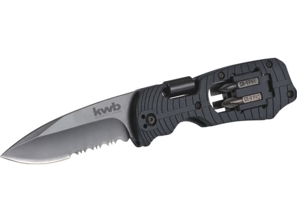 kwb 016620, Klappkniv med lås, EDC-kniv, Drop punkt, Sort, Rustfritt stål, 4 mm, 11,5 cm
