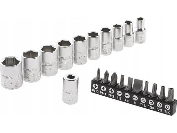 ST. MED 1/4" RATCHET 120T STØTLER OG BITS