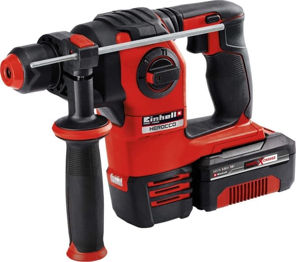 Einhell batteridrevet borehammer HEROCCO Kit (1x3,0 Ah) Power X-Change (Li-Ion, 18 V, 2,2 Joule, 18 Nm, SDS-Plus, inkl. 3,0 Ah batteri, oplader, 3 bor