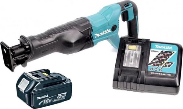 Makita DJR186RT 18V Li-Ion batteri fram- och återgående sågsats (1x 5,0Ah batteri) - snabbväxling - variabel