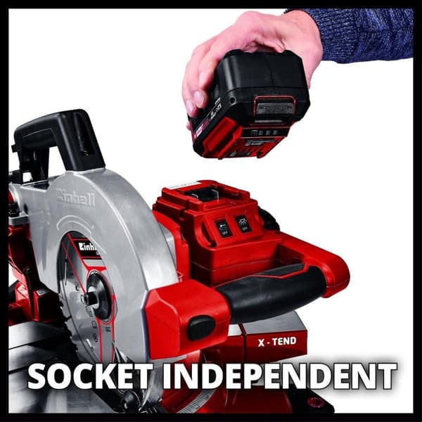 EINHELL Akku Geringssav / Geringssav TE-MS 18/210 Li Solo - Power-X-Change - 18 V - Ø210x30 mm / 40 T - Uden batteri & oplader