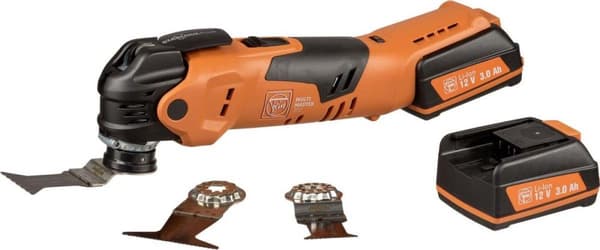 Fein AMM300 Multimaster Start 12V Li-ion batteri multiværktøjssæt (2x 3,0Ah) + 3 savklinger i kuffert