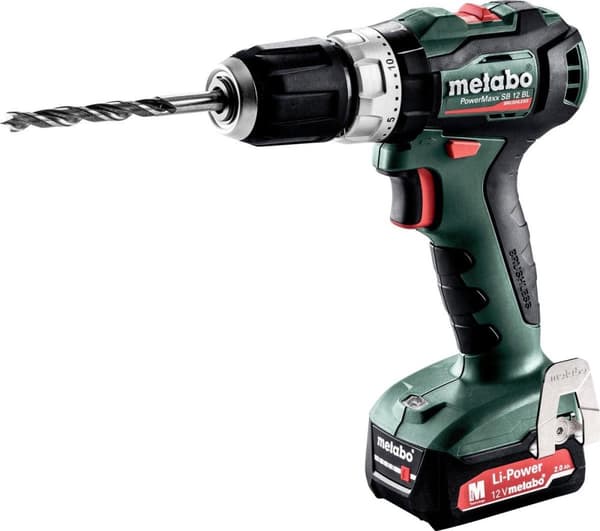 Metabo PowerMaxx SB 12 BL 12V Li-Ion batteri slagbore-/skruetrækker sæt (2x 2,0Ah batteri) i kuffert - børsteløs