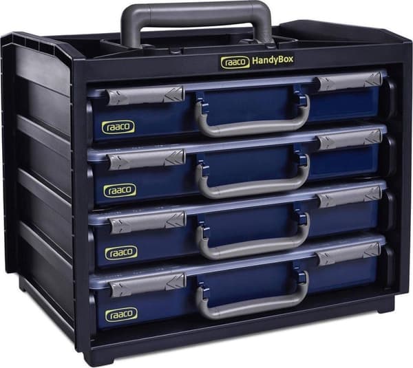 Raaco Handybox - Med 4 Sortimentsæsker - Inkl. indstikskasser - 136242