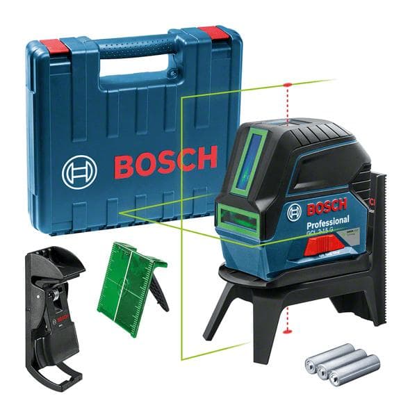Bosch Professional GCL 2-15 G Combilaser - RM 1 + 3x 1,5V AA-batterier + målplade + klemme BM3 Sort, Blå