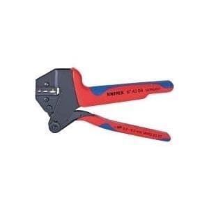 Knipex 97 43 06 krympesystemtang til udskiftelige krympeindlæg, poleret med flerkomponentgreb, 200 mm kapacitet (97 43 06)