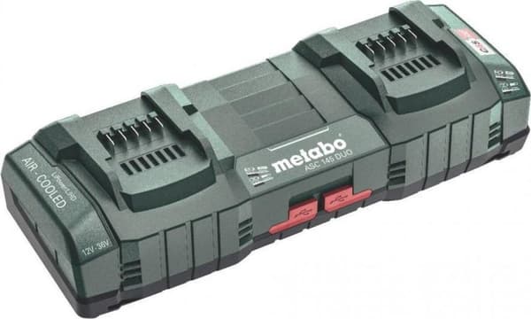 Metabo DUO ASC 145 12/18/36V LiHD/Li-Ion batteri duo-laddare med USB-laddningsport (2x) - Luftkyld