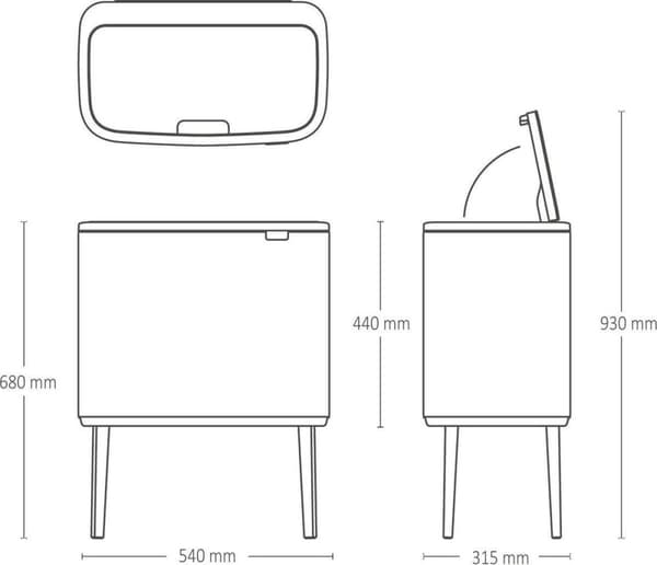 Brabantia Bo Touch Beholder Affaldsspand 33 Liter (3x11 Liter) Creme