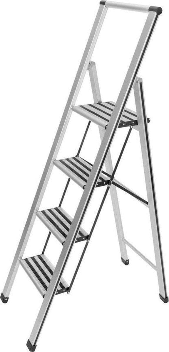 Wenko Husholdningsstige 4-trins Aluminium Grå/sort