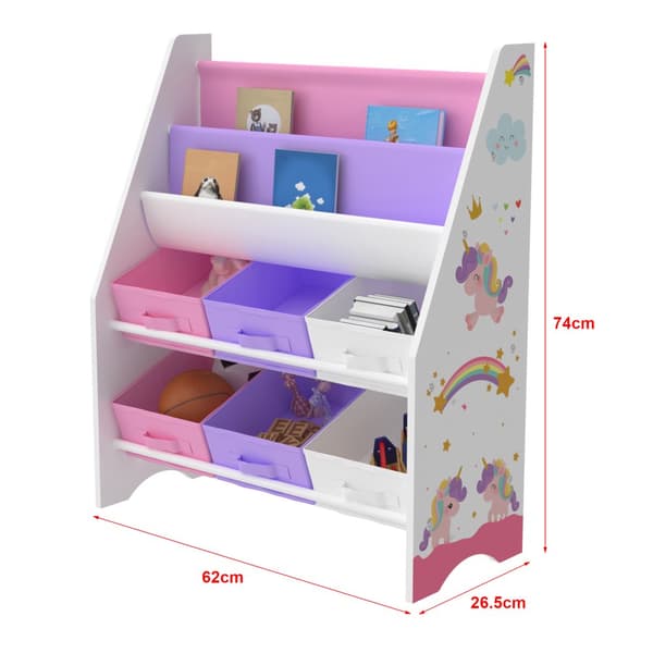 Leksakshylla Ponteceso leksaksförvaring 74x62x26,5 cm enhörning [en.casa]