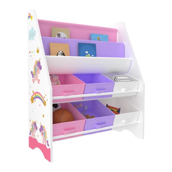 Leksakshylla Ponteceso leksaksförvaring 74x62x26,5 cm enhörning [en.casa]