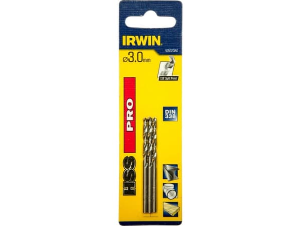 IRWIN 10502380, Borr, Borrsats, 3 mm, 61 mm, Plast, Mjuk metall, Trä, 3,3 cm