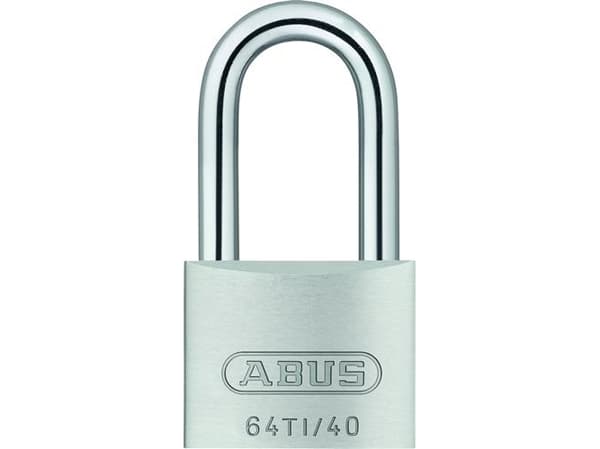 ABUS titalium hængelås 64TI/40, høj bøjle 40 mm, ensluk. 6411