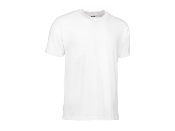 ID IDENTITY T-shirt T-TIME® med rund hals, fire-lags halsrib og nakke- og skulderbånd. Hvid Størrelse L