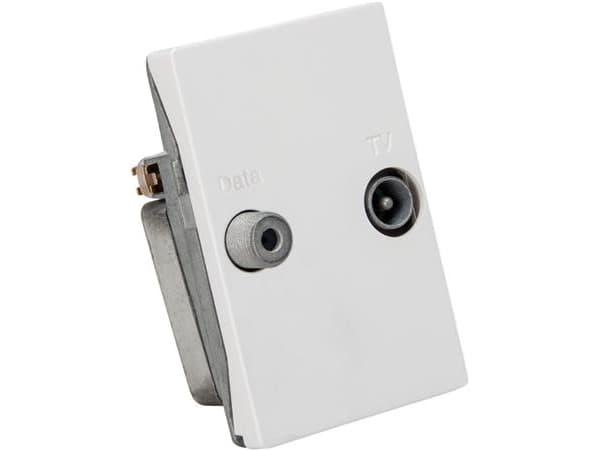 TD241E Tilslutningsdåse, TV/Data, hvid, til FUGA 50x77