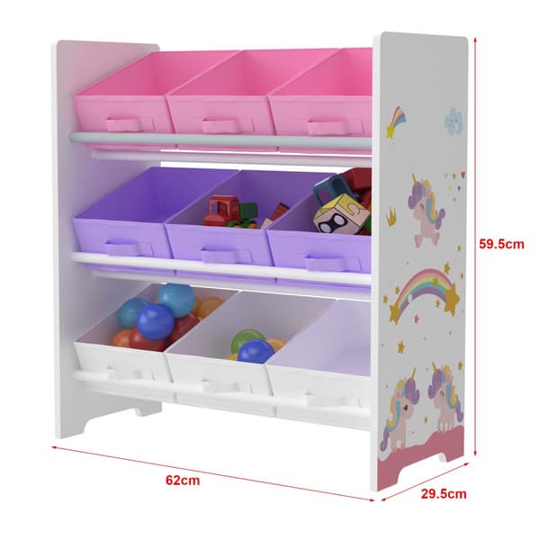 Leksakshylla Boiro leksaksförvaring 59,5x62x29,5 cm enhörning [en.casa]