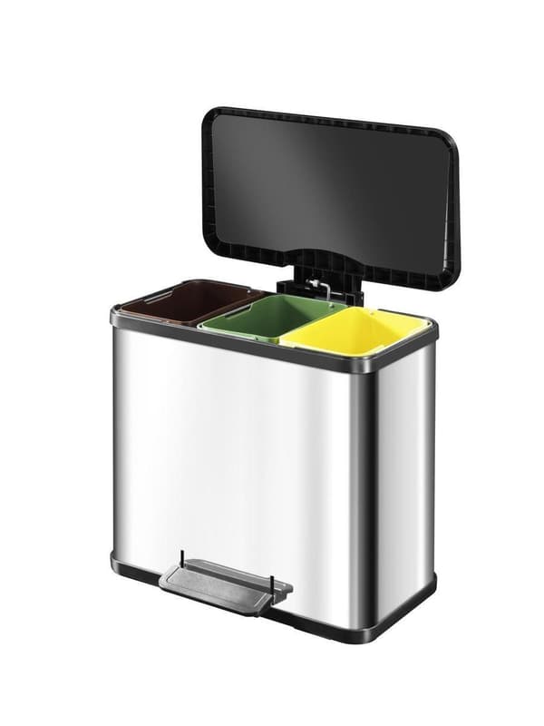 Hailo Öko Trio Plus papperskorg - 3 x 9L - Rostfritt stål