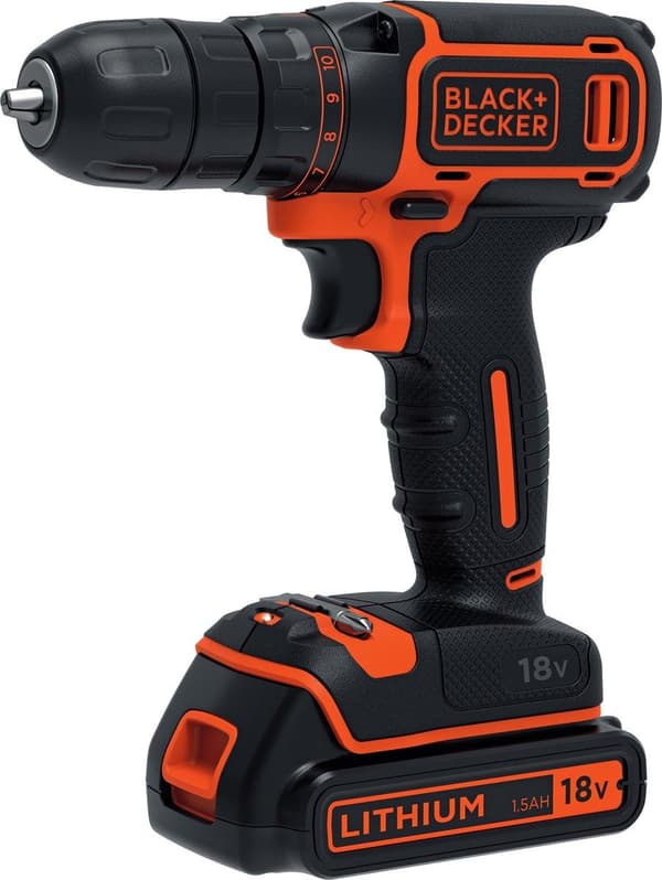 BLACK+DECKER BDCDC18KB-QW Akku bore-/skruemaskine - 18V - med 400mA oplader, 2 batterier og etui