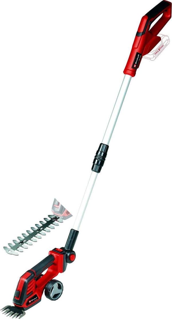 Einhell Batteri Græs-/Hækkeklipper GE-CG 18/100 Li T-Solo Power X-Change (Li-Ion, 18 V, teleskophåndtag, klippebredde græsklippekniv 100 mm, hækkeklip