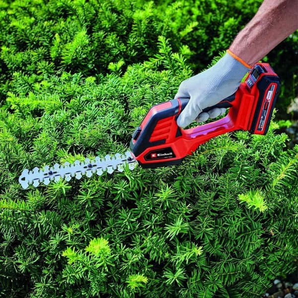 Einhell Batteri Græs-/Hækkeklipper GE-CG 18/100 Li T-Solo Power X-Change (Li-Ion, 18 V, teleskophåndtag, klippebredde græsklippekniv 100 mm, hækkeklip