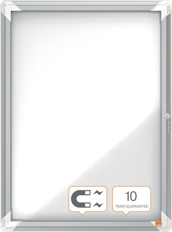 Nobo Premium Plus Låsbart inre display i glas Magnetisk för 4xA4-format med sidolås - grå/vit
