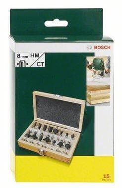 Bosch Wood -jyrsimen terät - 8 mm varsi - 15 kpl - sopii kaikille merkeille
