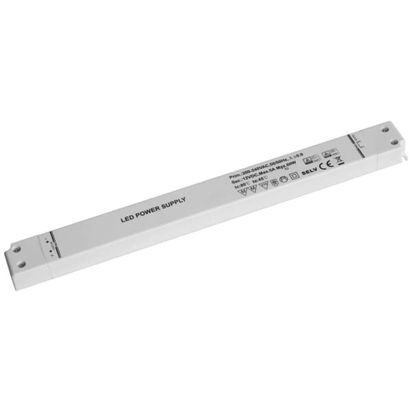 Dehner Elektronik SSL 60-12VF LED transformator, LED driver Konstantspänning 60 W 5 A 12 V/DC möbelregistrering, Överbe
