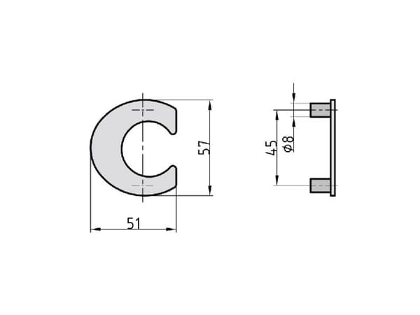 BASI 7300-1014, Dekorativ bokstav, Stål, Antracit, 51 mm, 57 mm, 87 g