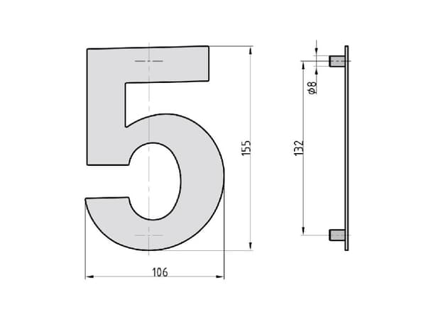 BASI HN 160, Dekorativt tall, Stål, Antrasitt, 106 mm, 155 mm, 206 g