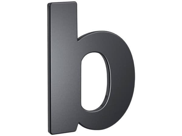 BASI 7300-1013, Dekorativ bokstav, Stål, Antrasitt, 57 mm, 76 mm, 109 g