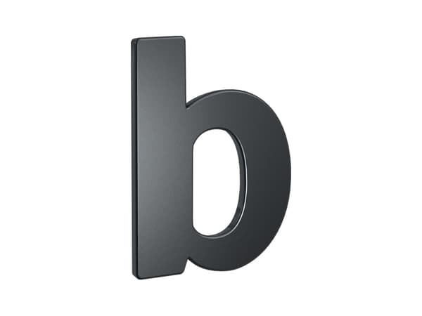 BASI 7300-1013, Dekorativ bokstav, Stål, Antrasitt, 57 mm, 76 mm, 109 g
