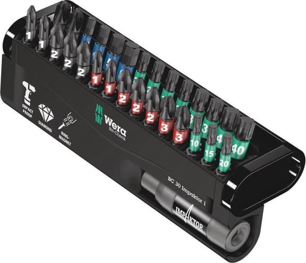 Wera 05057690001 30-delt Bitcheck Impaktor 1 bit sæt - PH/PZ/TX/HX