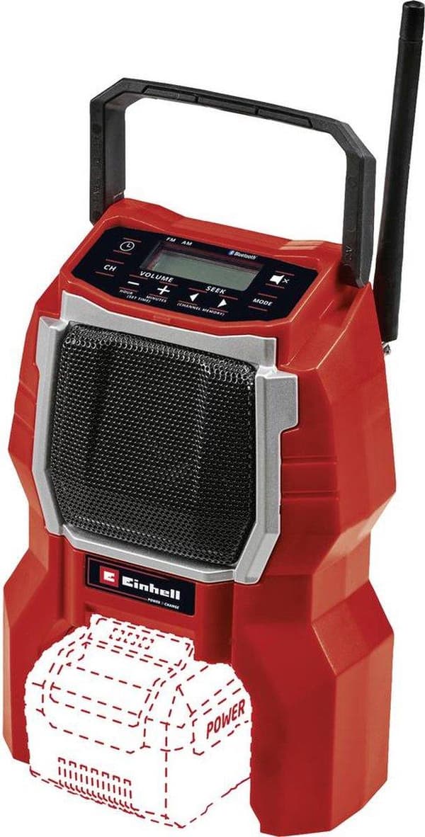 Einhell akkuradio TE-CS 18 Li BT Solo Power X-Change (Li-Ion, 18V, 10 W kaiutin, Bluetooth, automaattinen asemahaku, valaistu LCD-näyttö, ilman akkua