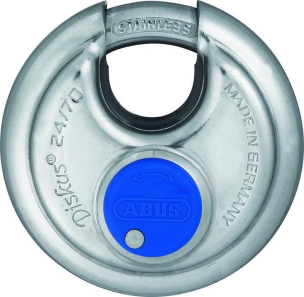 ABUS Discus hänglås - 70mm - rostfritt stål - med blå skyddshatt