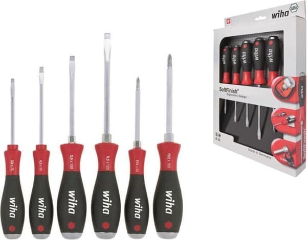 Wiha 530 HK6 6-delt SoftFinish skruetrækkersæt - Slot/Philips