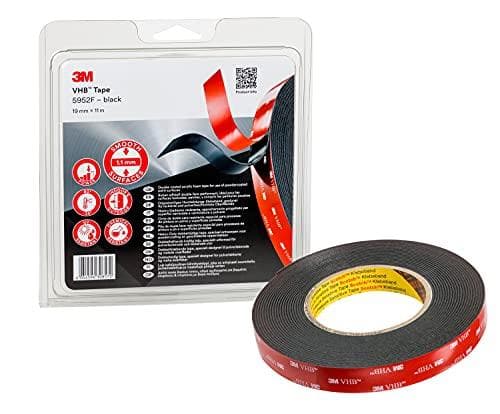 3M VHB Heavy Duty självhäftande tejp 5952F, 19 mm x 11 m, svart dubbelhäftande lim, anpassningsbar för svårt att - 1 stycke (5952F)