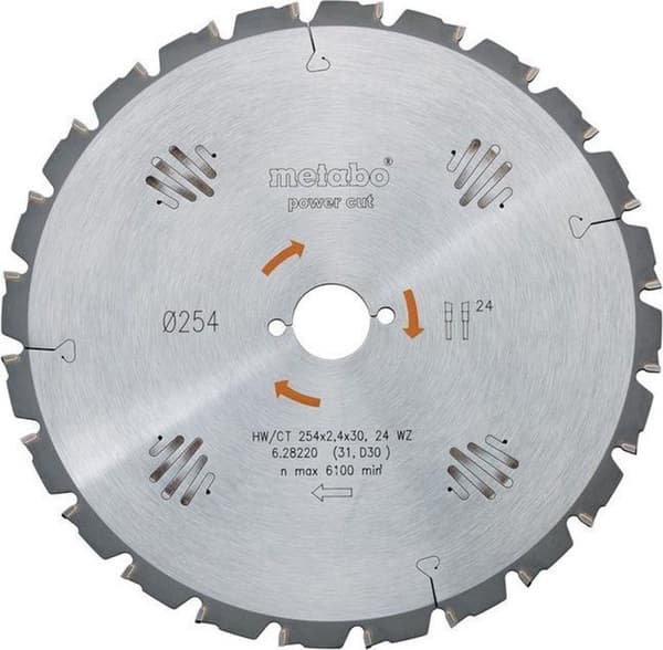 Metabo 628220000 Hm Pyörösahanterän halkaisija 254 x 30 mm 24 Wz
