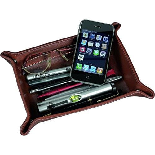 Alassio 52005 - redskapsbricka av läder, hylla i cognac - brun, bricka ca 16 x 10 x 4 cm, bricka för småsaker, läderbricka som ficktömmare för skrivbo