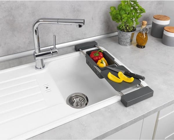 Wenko Over The Sink Rack - Grå - Klar att använda, utdragbar