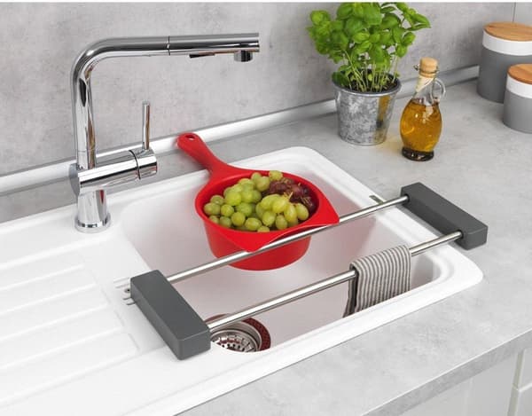 Wenko Over The Sink Rack - Grå - Klar att använda, utdragbar