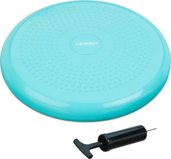 Relaxdays wobble pude 33 cm med luftpumpe - kuglepude - balancepude - balancebræt nitter - grøn