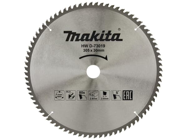 Skärskiva i aluminium MAKITA 305x30x2,8 80T 5°