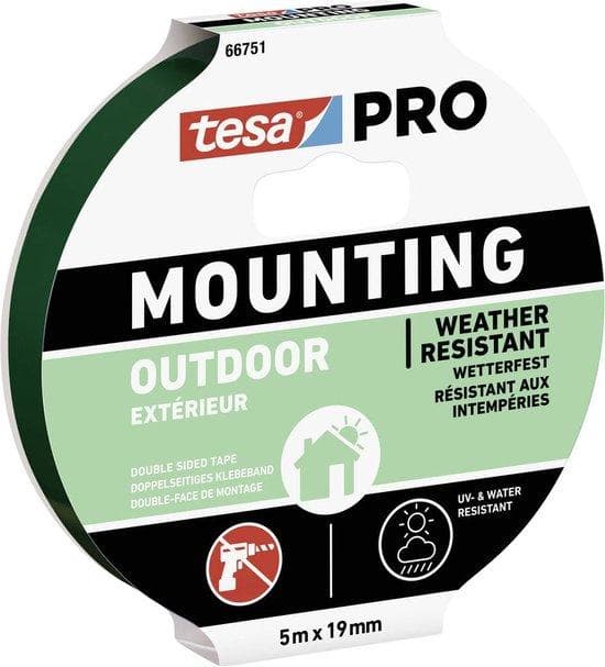 tesa Montering PRO Outdoor 66751-00001-00 monteringstape gennemsigtig (L x B) 5 mx 19 mm 1 stk (66751-00001-00)