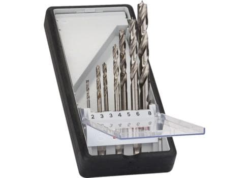 Bosch Robust Line - boresæt - til blødt træ, hårdt træ - sneglebor - 7 stykker - 5 mm, 6 mm, 8 mm, 4 mm, 3 mm, 2 mm - unbraconøgle